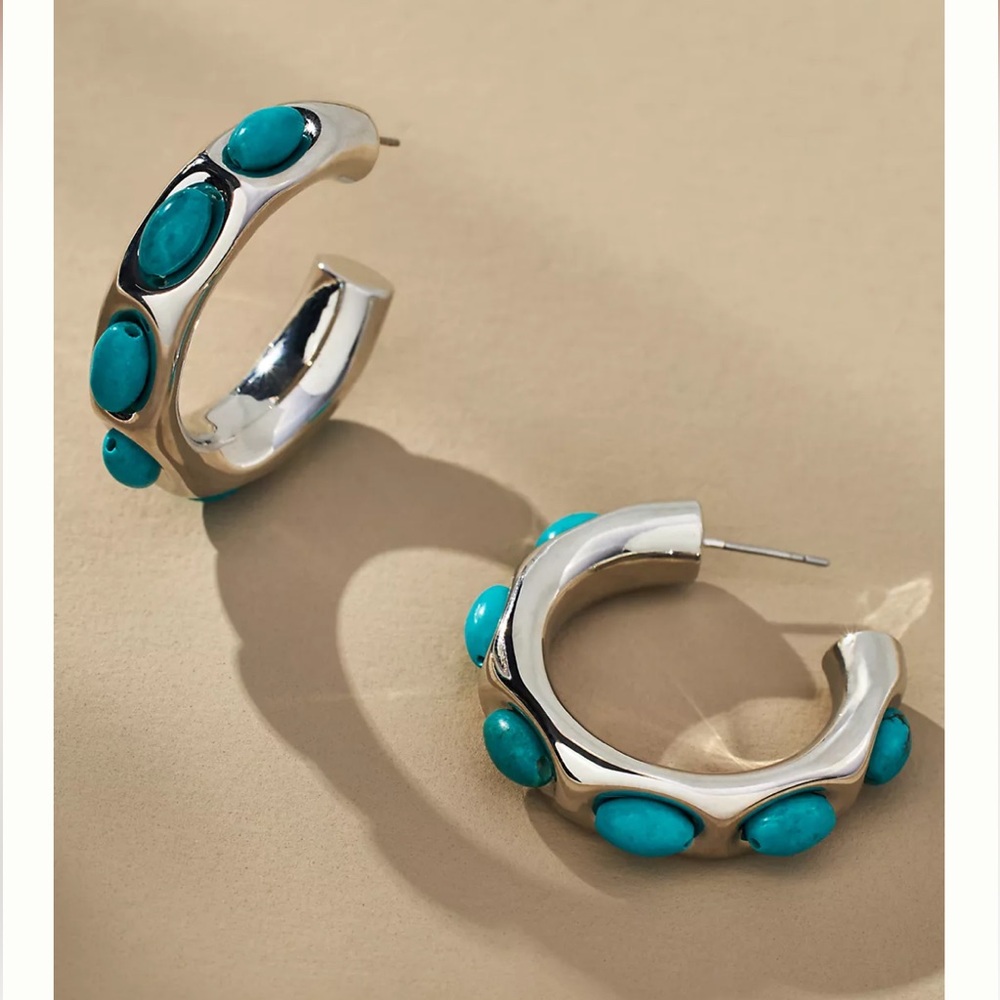 NWT Anthropologie Encased Stone Hoop Earrings